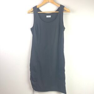 Columbia Black Sleeveless Drawstring Hem Midi Dress Medium